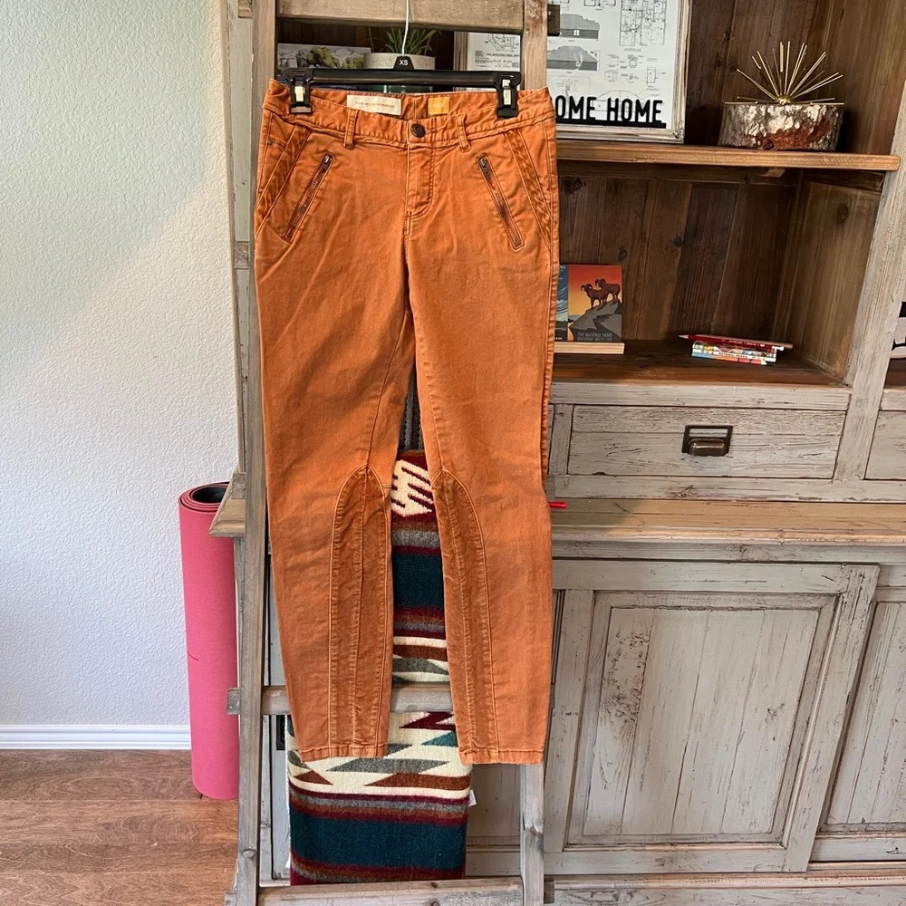 Pilcro and the Letterpress by Anthropologie skinny velvet trim moto pant size 2